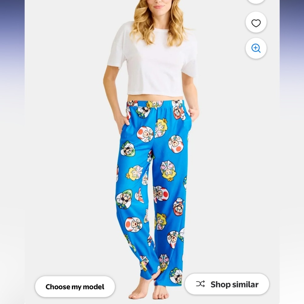 ⭐️ NEW Nintendo Blue Super Mario Women’s Medium Pajama Sleep Pants